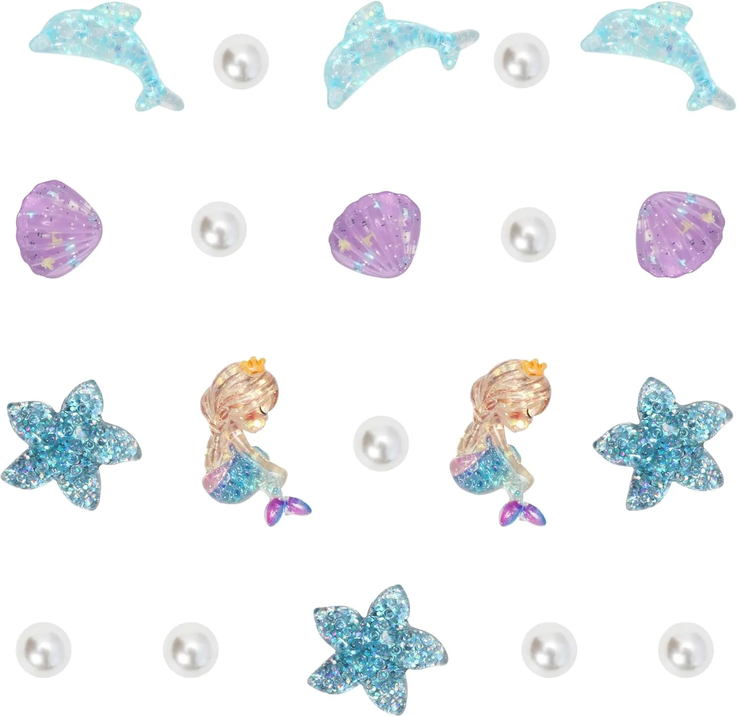 20Pcs Mermaid Shoe Charms for Girls, Dolphin, Shell, Pearls, Cute DIY Shoe Decoration Charms Accessories for Clog Sandals, Party Favor