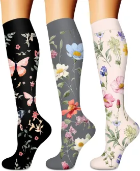 BLUEENJOY Compression Socks for Women & Men (3 pairs) - Best Support for Nurses, Running, Hiking, Recovery & Flight Socks