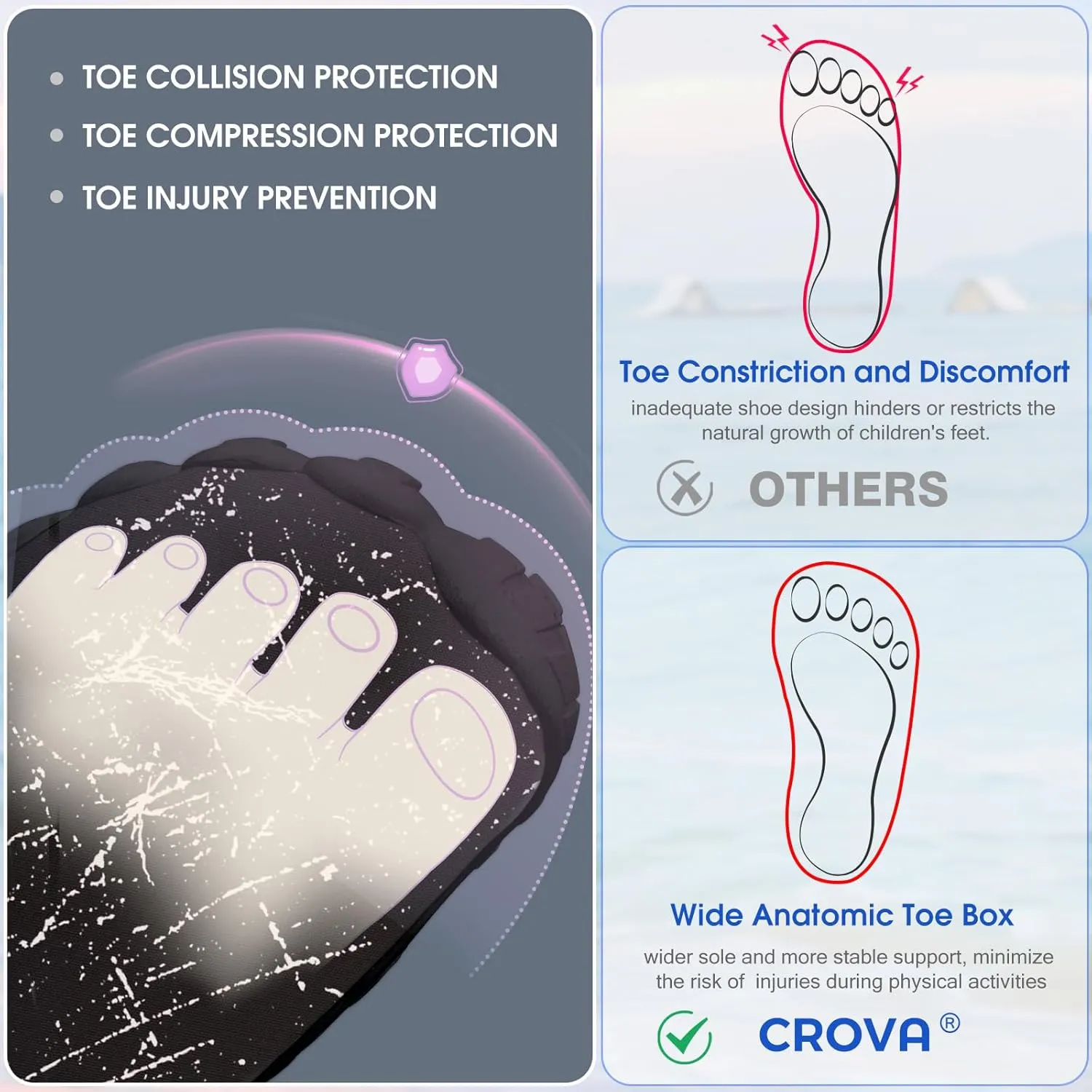 Built-in Heel Grips Water Shoes for Kids Girls Boys Hiking Wide Barefoot Swim Beach Pool Big Kid