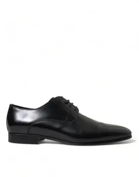 Dolce & Gabbana Black Leather Lace Up Formal Derby Dress Shoes