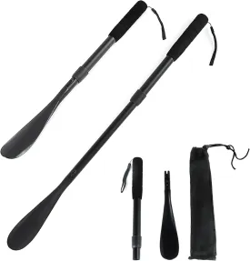 EASACE Shoe Horn Long Handle, 21-31.5 inches Telescopic, Adjustable Length, Retractable, Aluminum Alloy Handle, Portable Long Handled Shoe Horn for Elderly, Seniors, Men, Women, Kids