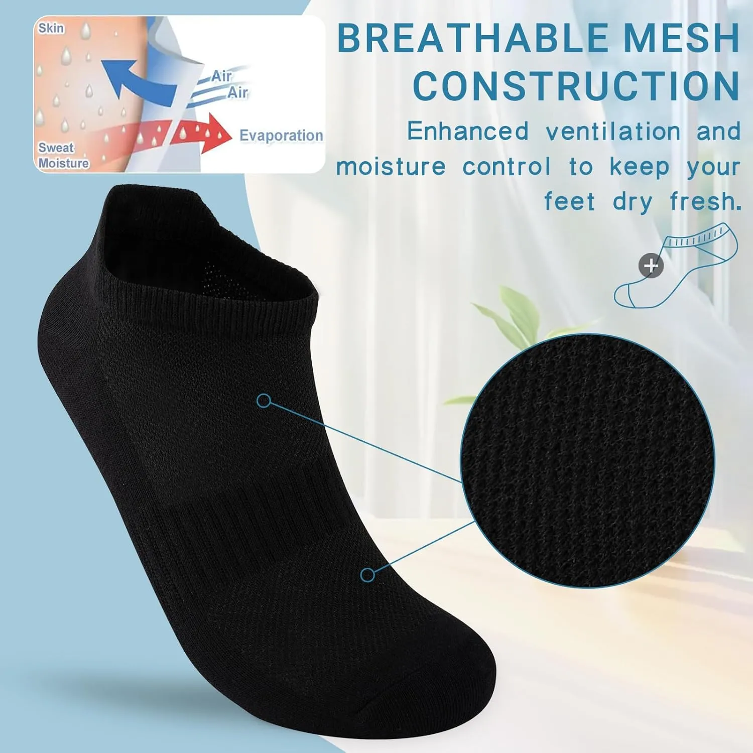 Heatuff 7 Pairs Mens Ankle Socks Cotton Low Cut Athletic Breathable Comfort Casual Socks with Tab