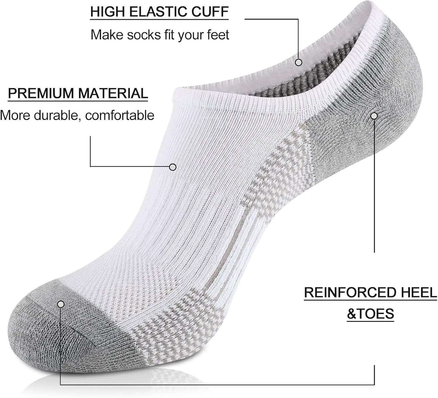 Heatuff No Show Cushioned Socks Men, Low Cut Athletic Socks for Men, Non Slip Inisible Socks(7 pairs).
