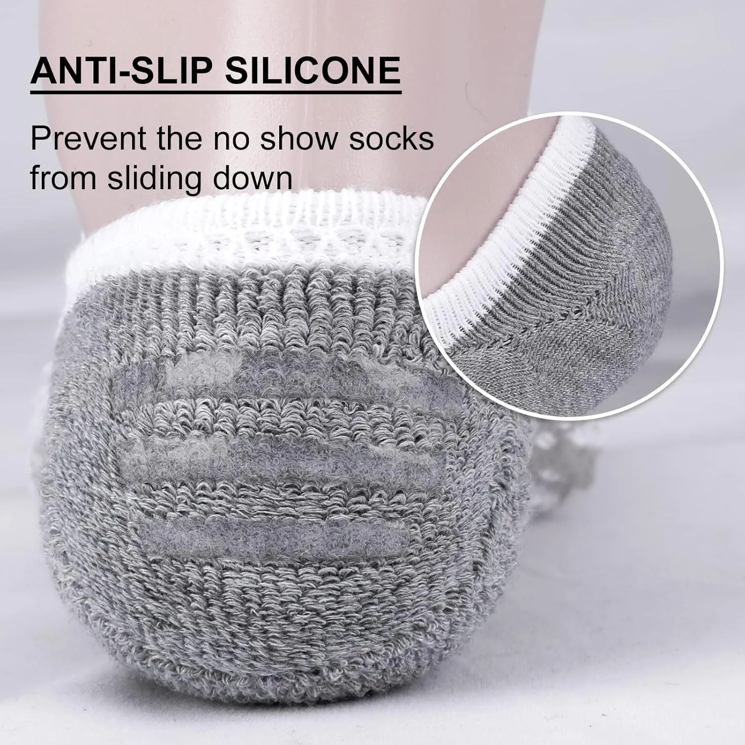 Heatuff No Show Cushioned Socks Men, Low Cut Athletic Socks for Men, Non Slip Inisible Socks(7 pairs).
