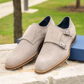 Legerra Sueded Goatskin Monk Strap Shoe in Sand by Zelli Italia