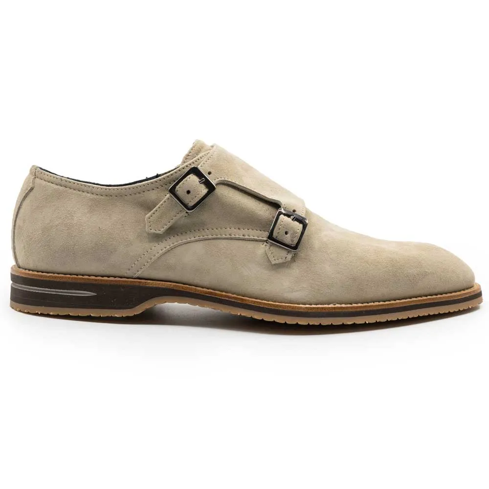 Legerra Sueded Goatskin Monk Strap Shoe in Sand by Zelli Italia