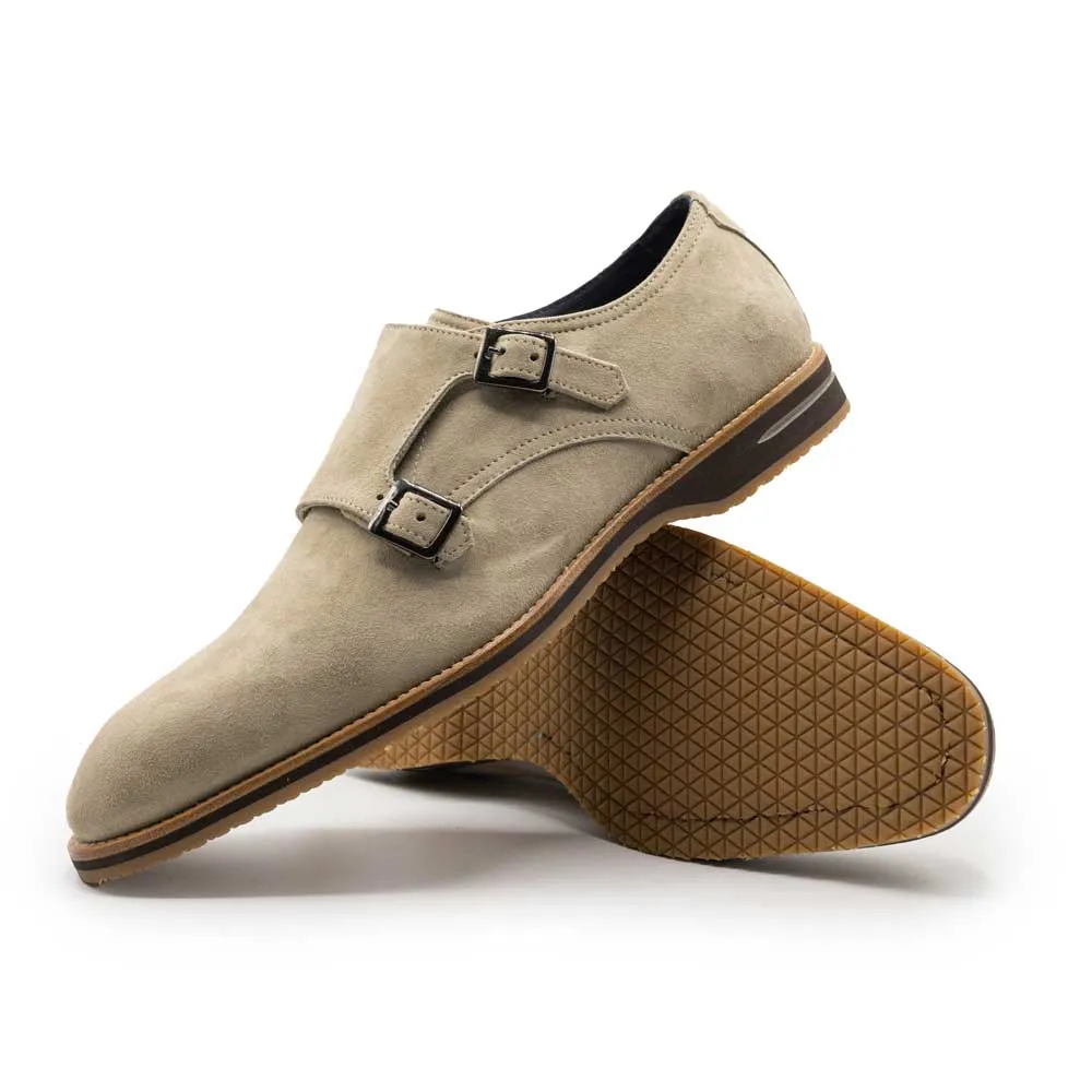 Legerra Sueded Goatskin Monk Strap Shoe in Sand by Zelli Italia