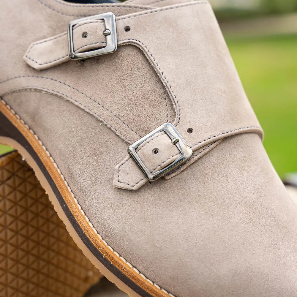 Legerra Sueded Goatskin Monk Strap Shoe in Sand by Zelli Italia