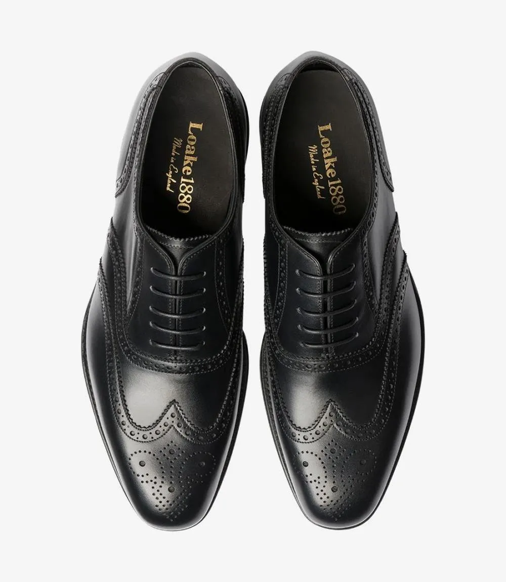 LOAKE BUCKINGHAM BLACK OXFORD BROGUE LEATHER SOLE F-MEDIUM