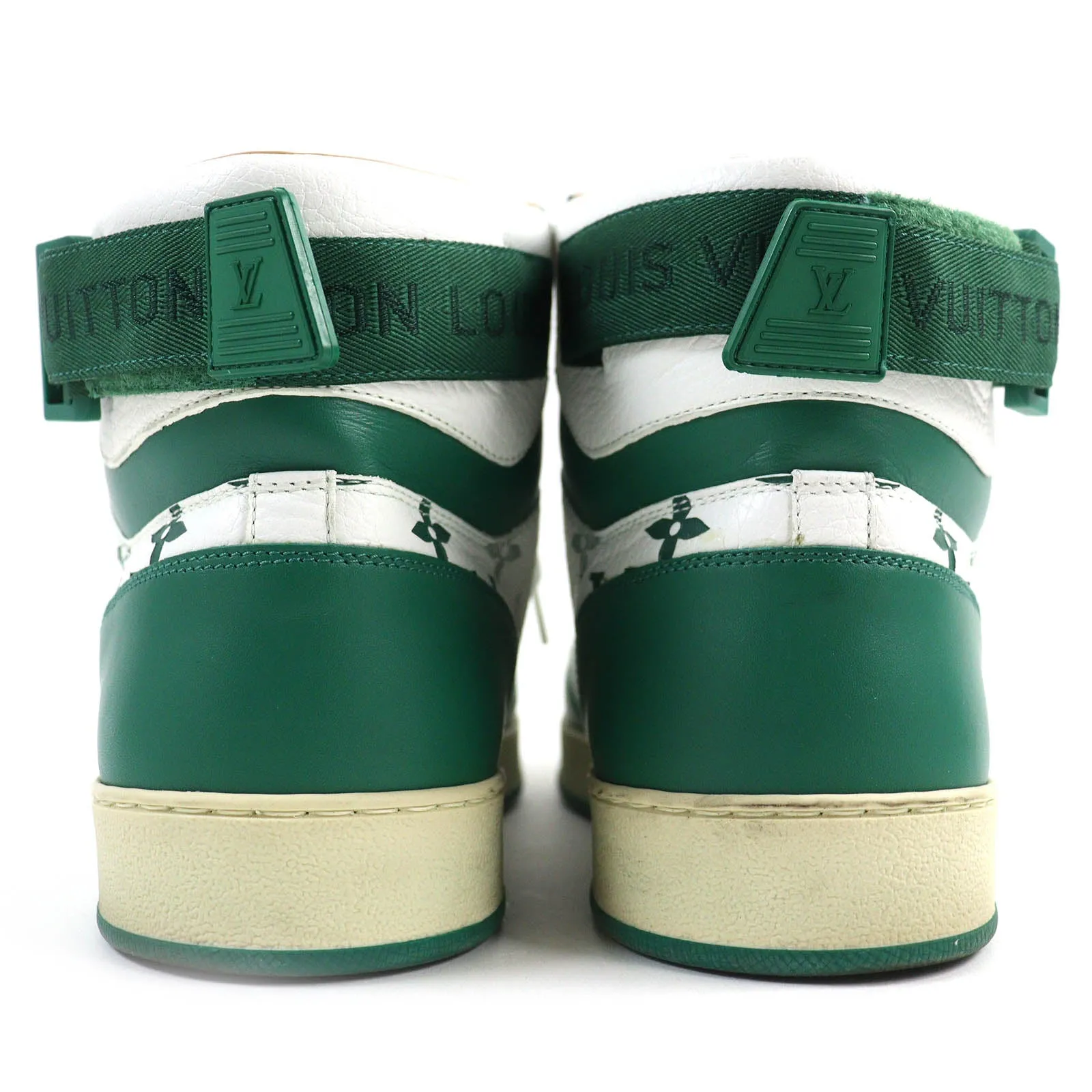 LOUIS VUITTON High cut sneakers leather Green white Rivoli line 8