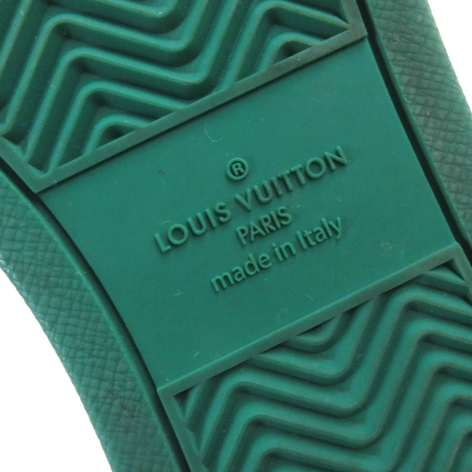LOUIS VUITTON High cut sneakers leather Green white Rivoli line 8