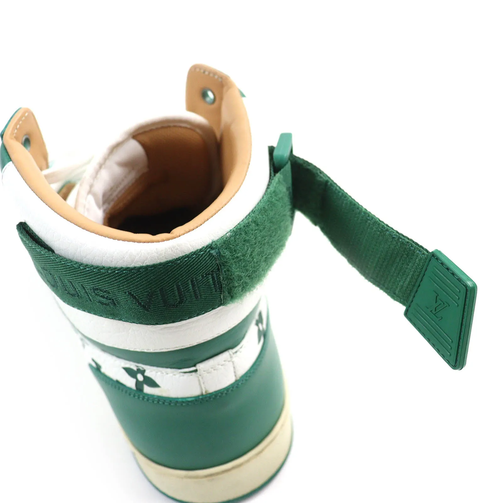 LOUIS VUITTON High cut sneakers leather Green white Rivoli line 8