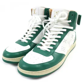 LOUIS VUITTON High cut sneakers leather Green white Rivoli line 8