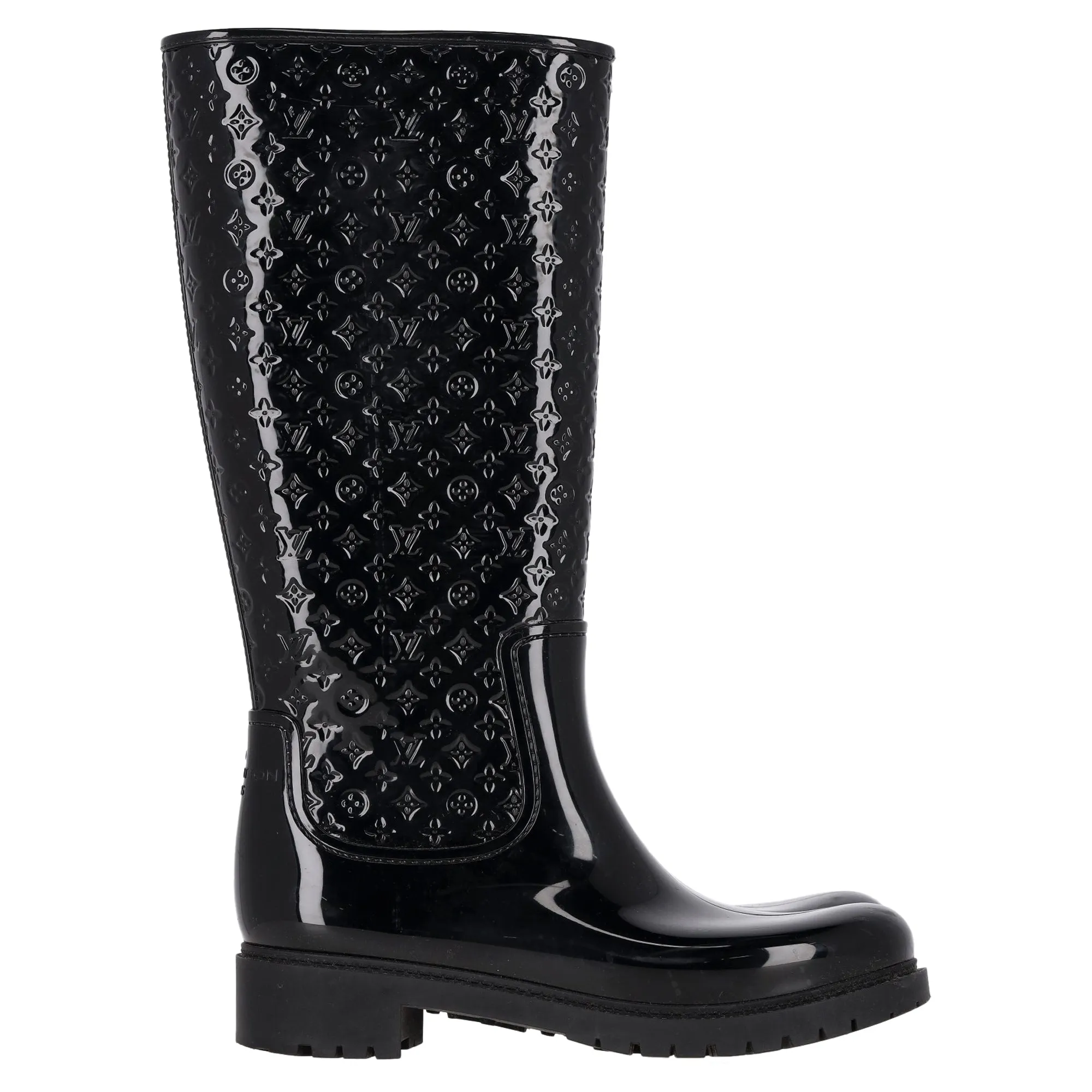 Louis Vuitton Monogram Splash Rain Boots in Black Rubber