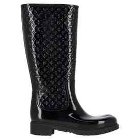 Louis Vuitton Monogram Splash Rain Boots in Black Rubber