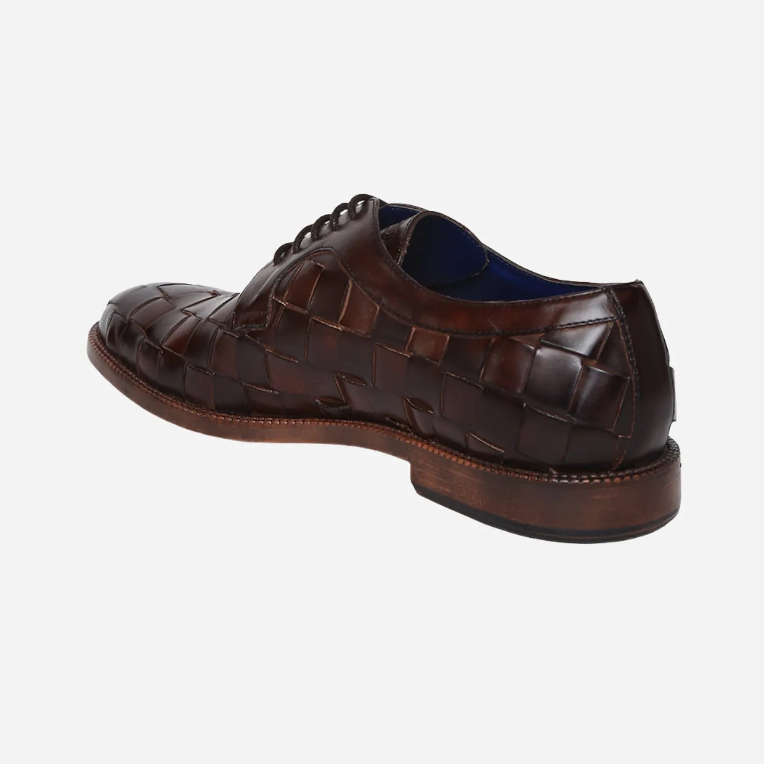 Masabih Genuine Leather Brown Inter Lacing Casual Derby Laceup Shoes For Men