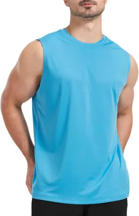 Men's Sleeveless UPF 50  Swim Shirts Quick Dry Workout Tank Top UV Protection Running Gym Muscle T Shirts