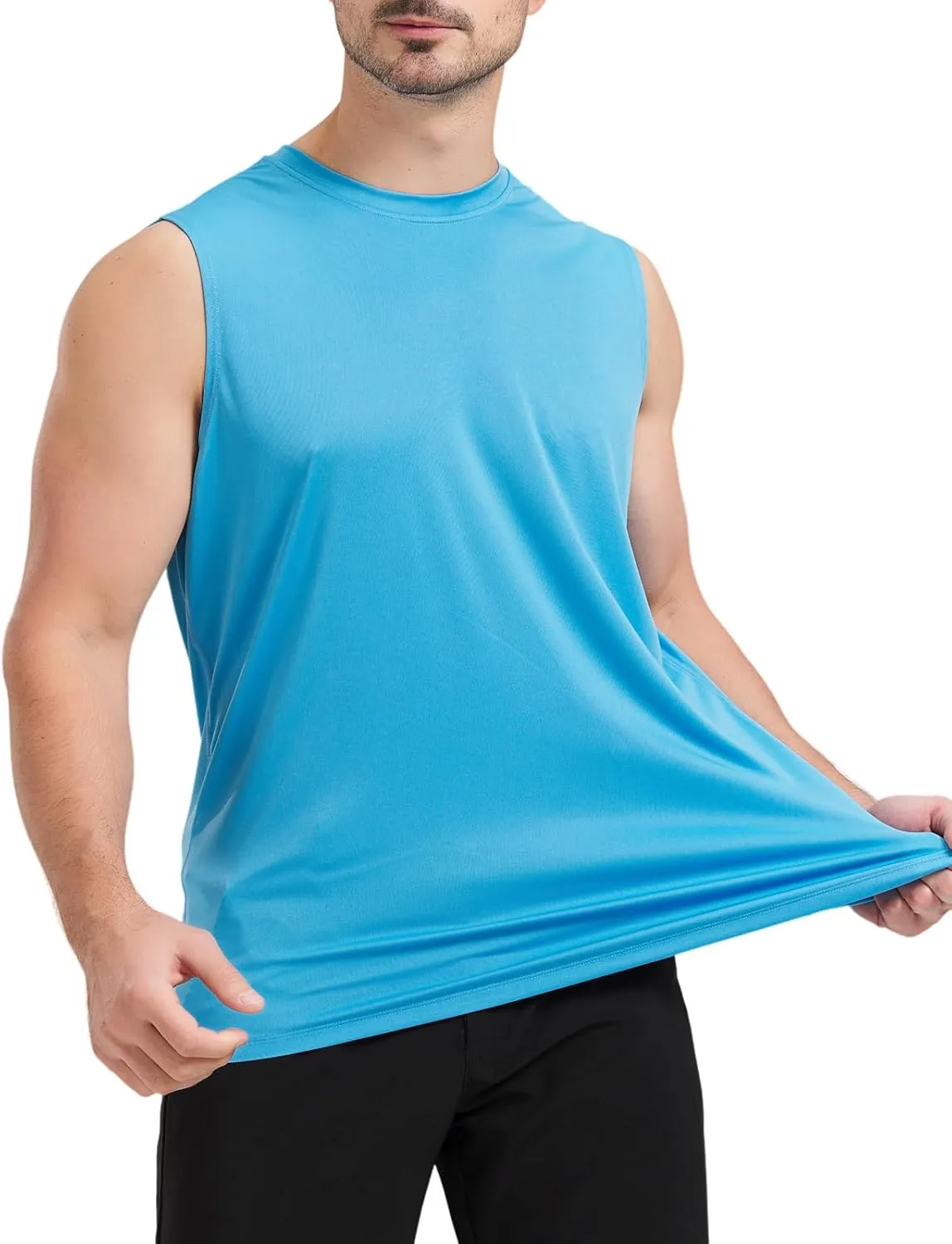 Men's Sleeveless UPF 50  Swim Shirts Quick Dry Workout Tank Top UV Protection Running Gym Muscle T Shirts