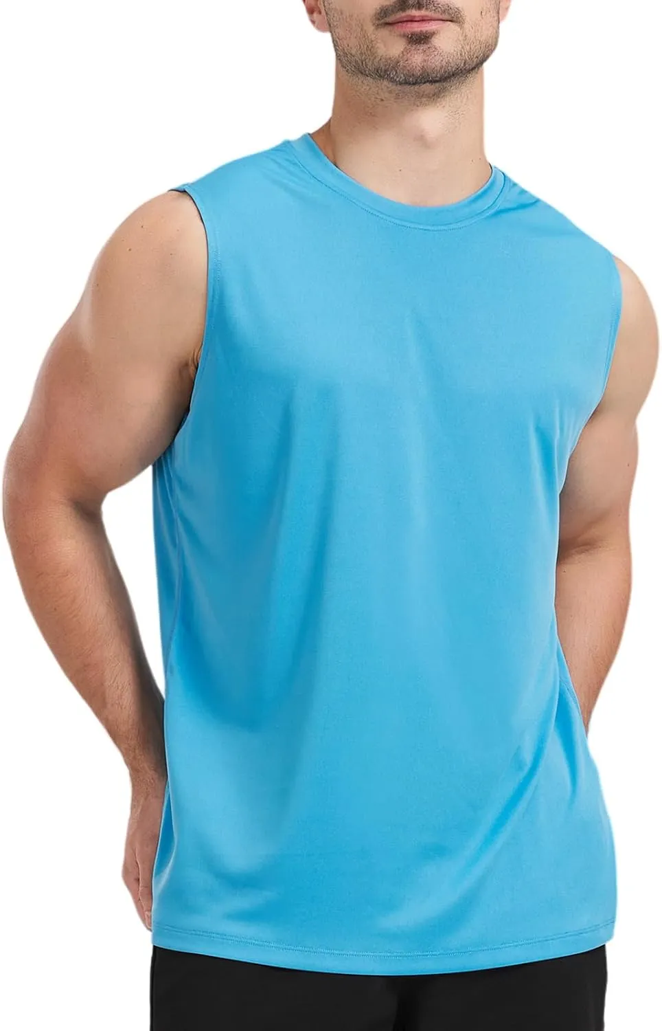 Men's Sleeveless UPF 50  Swim Shirts Quick Dry Workout Tank Top UV Protection Running Gym Muscle T Shirts