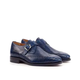 Navy Python Single Monk Shoes