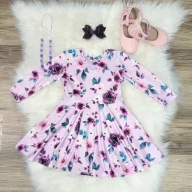 Purple Floral Twirl Dress