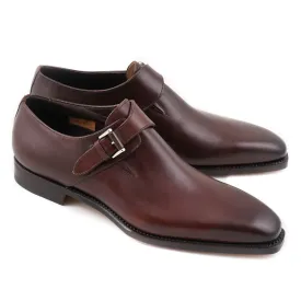 Santoni Single-Buckle Monk Strap in Brown