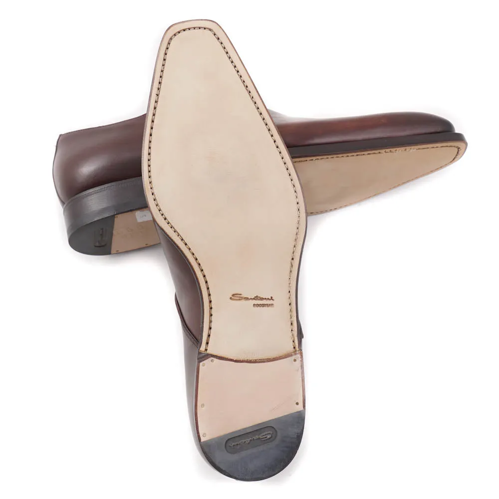 Santoni Single-Buckle Monk Strap in Brown