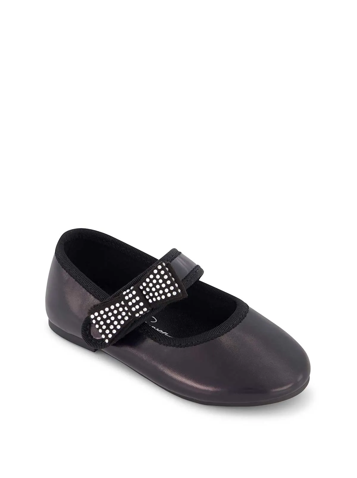 Toddler Amy Crystal Bow Ballet Flat in Black