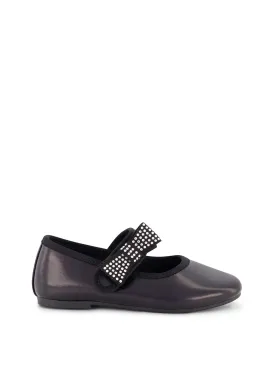 Toddler Amy Crystal Bow Ballet Flat in Black