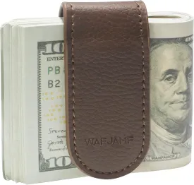 WAFJAMF Slim Magnetic Money Clip Leather Business Card Holder Pocket Cash Wallet