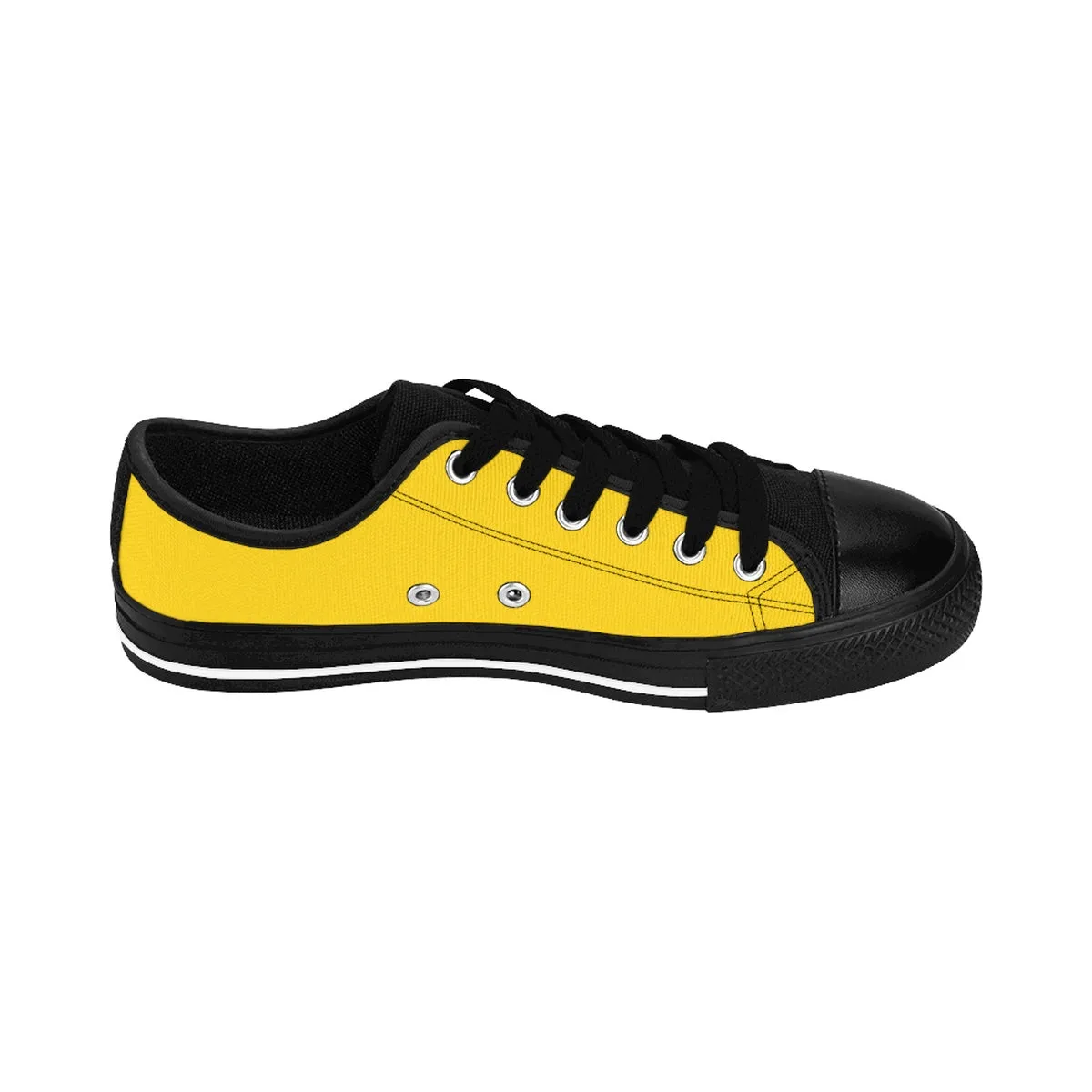 Yellow Women's Low Top Sneakers, Solid Color Premium Designer Low Top Ladies Shoes