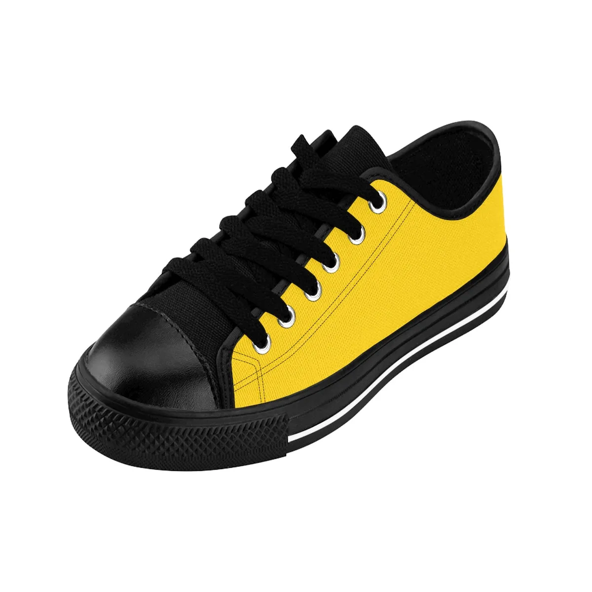 Yellow Women's Low Top Sneakers, Solid Color Premium Designer Low Top Ladies Shoes