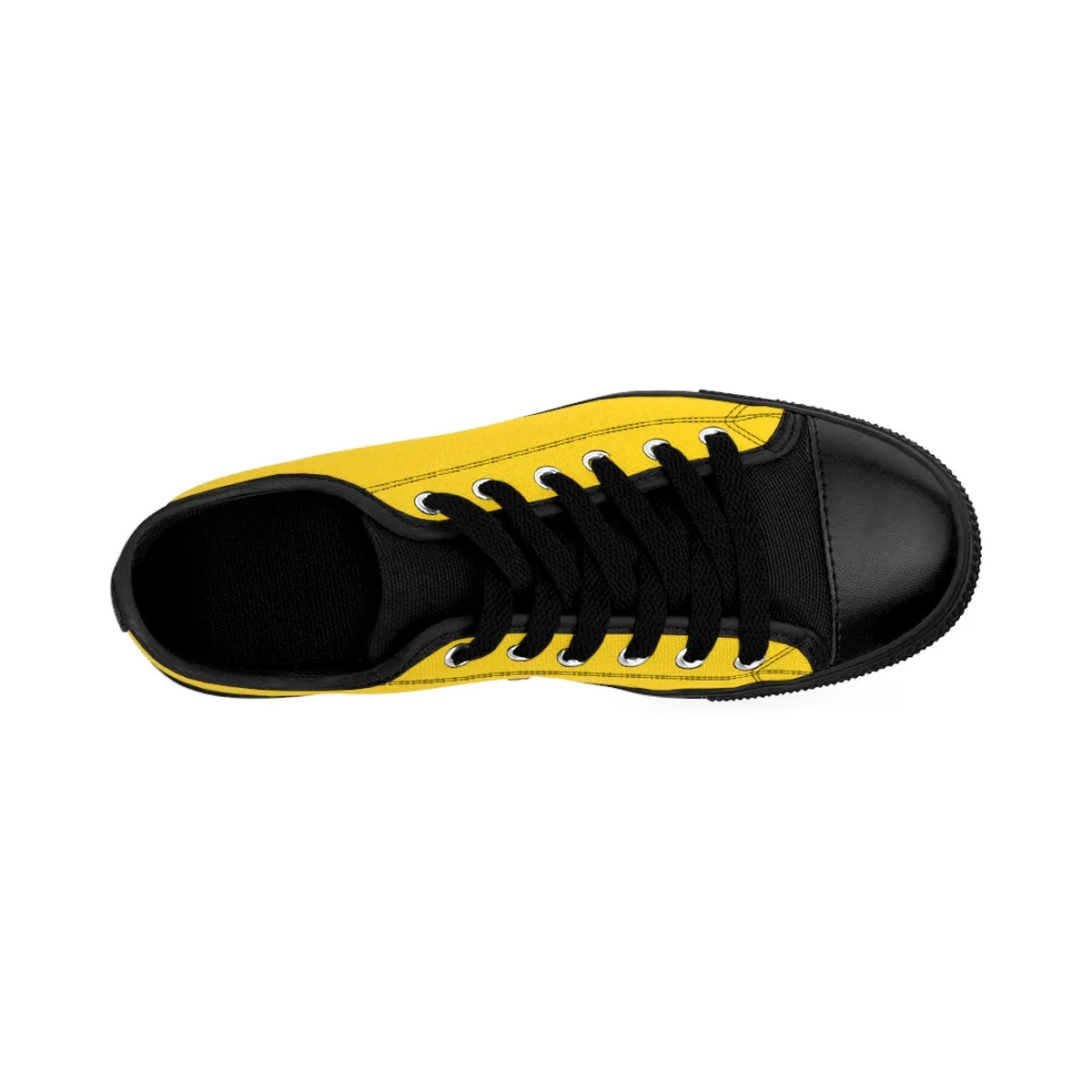 Yellow Women's Low Top Sneakers, Solid Color Premium Designer Low Top Ladies Shoes