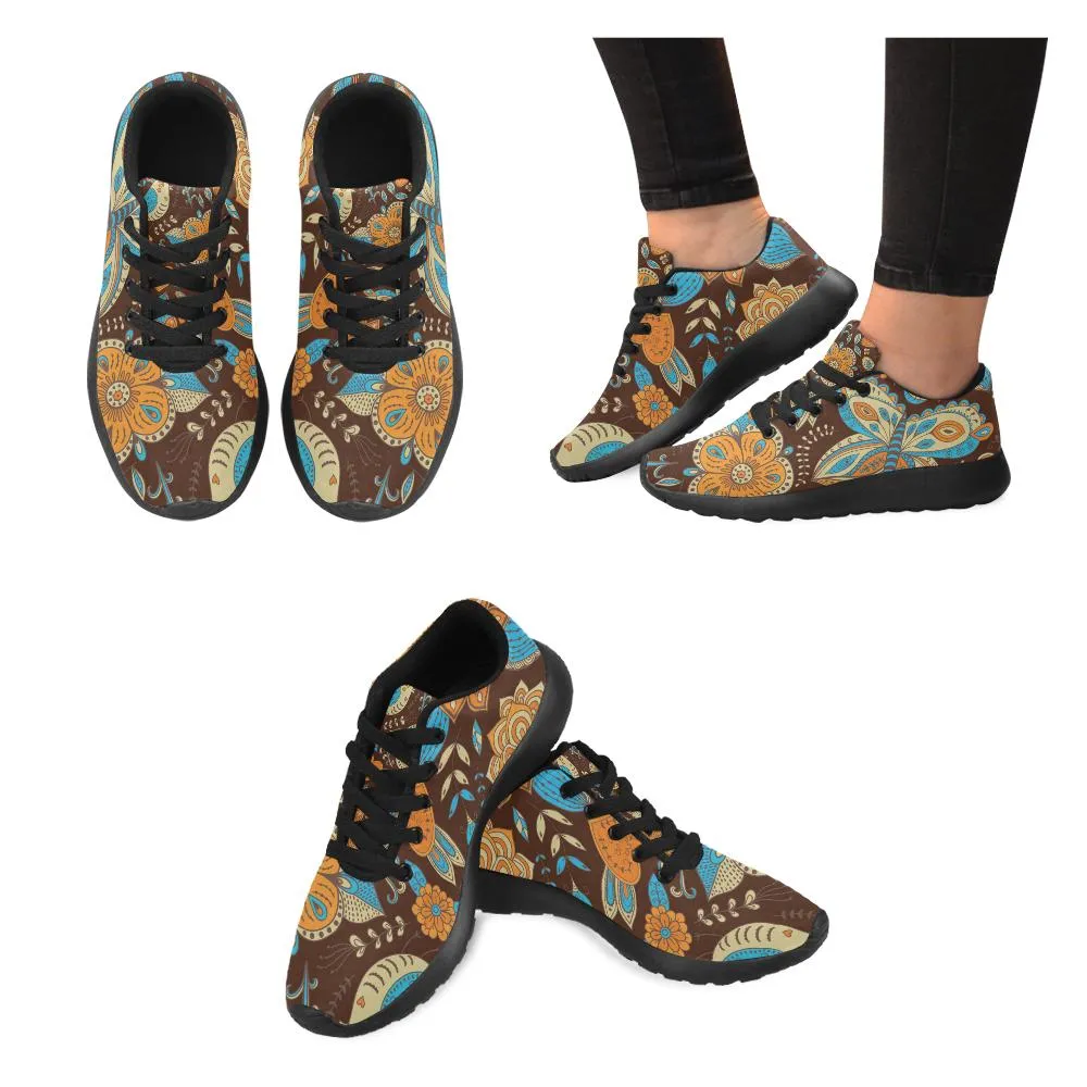 Zenzzle colored yellow flowers pattern print on Women's Running shoes Casual Lightweight Athletic Sneakers US size 6-15