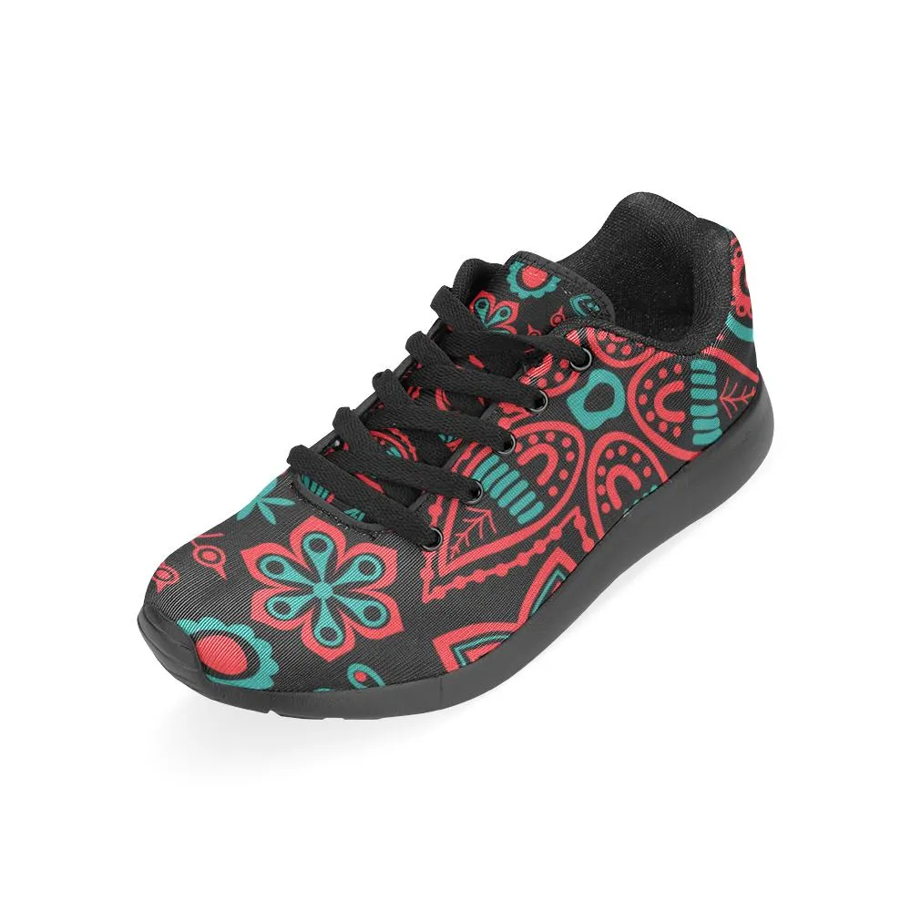 Zenzzle colorful dark flowers pattern print on Women's Running shoes Casual Lightweight Athletic Sneakers US size 6-15