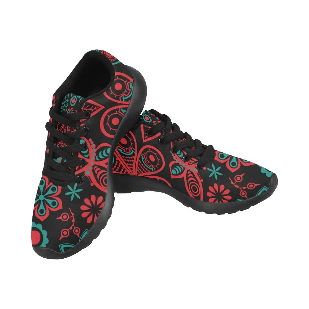 Zenzzle colorful dark flowers pattern print on Women's Running shoes Casual Lightweight Athletic Sneakers US size 6-15