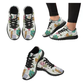 Zenzzle Doodle nesting birds boxes print on Women's Running shoes Casual Lightweight Athletic Sneakers US size 6-15