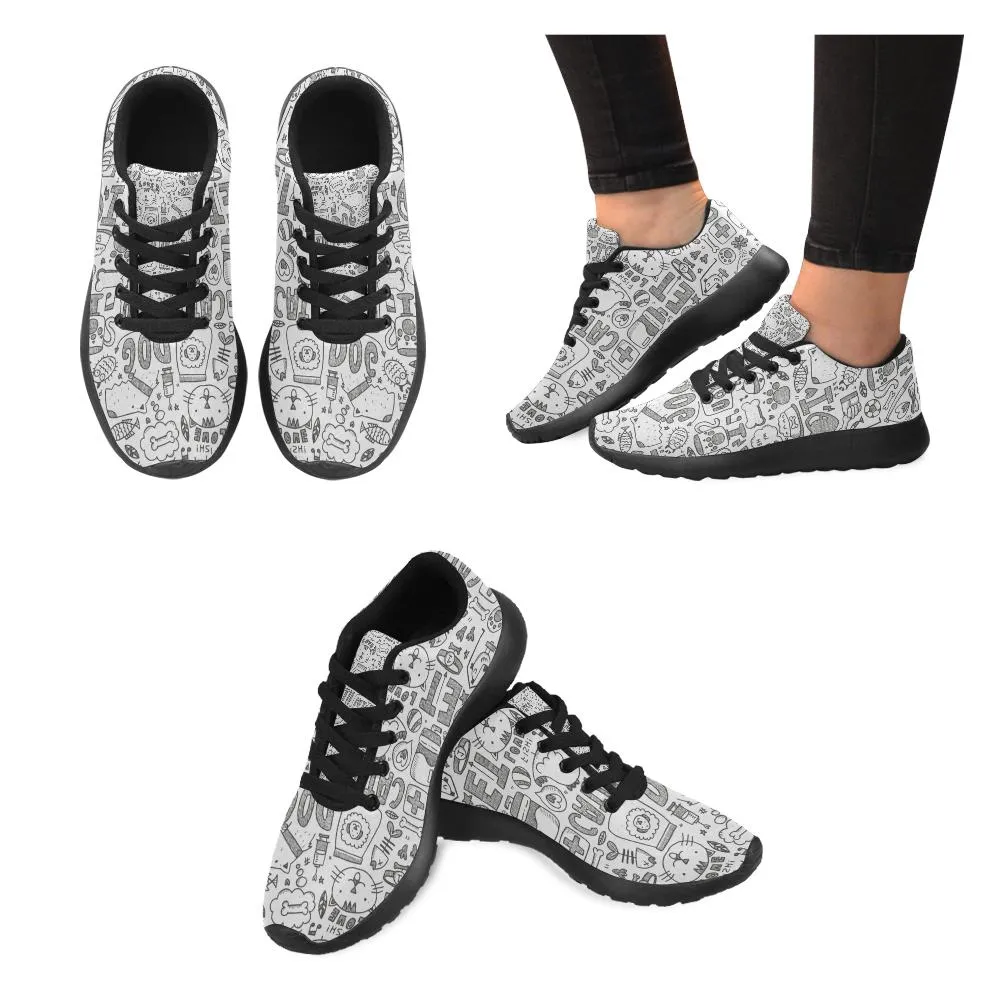 Zenzzle doodle pet design print on Women's Running shoes Casual Lightweight Athletic Sneakers US size 6-15
