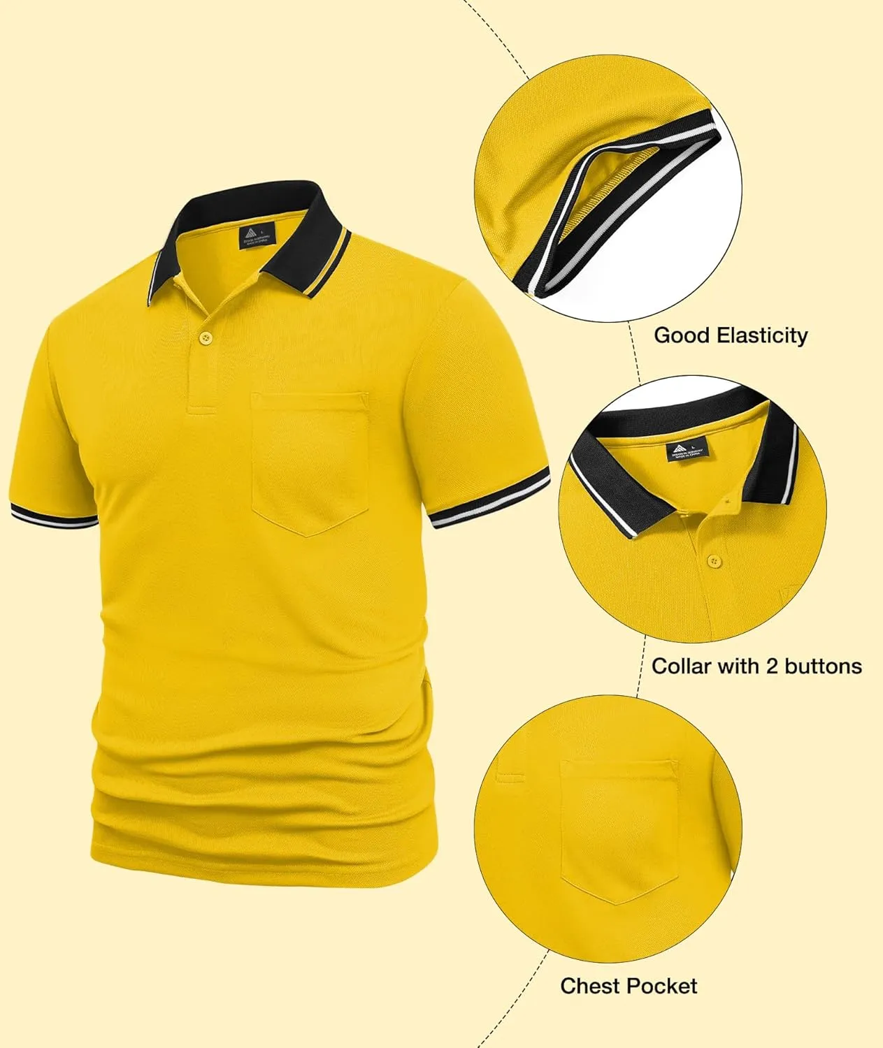 ZITY Mens Polo Shirts Casual Short Sleeve Athletic T-Shirts Classic Contrast Collar Shirt with Pocket